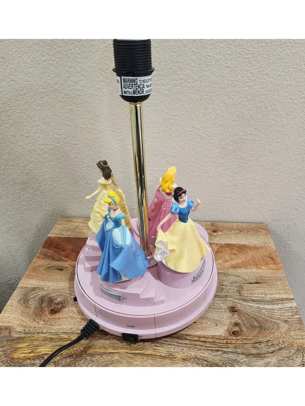 DISNEY PRINCESS TALKING ANIMATED SPINNING LAMP BELLE SNOW AURORA WORKS READ